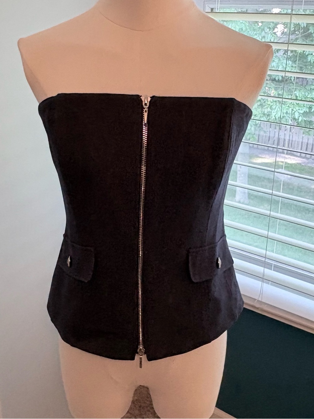 Denim Bustier Strapless Top
